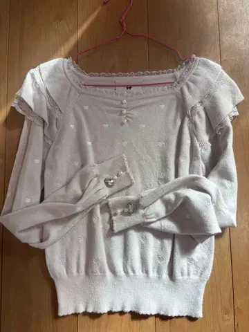 밀피유 클로젯 하트 무늬 니트 핑크