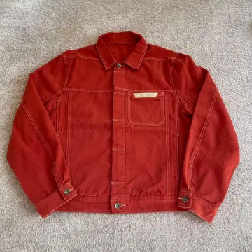 오렌지 데님 자켓 프론트 포켓