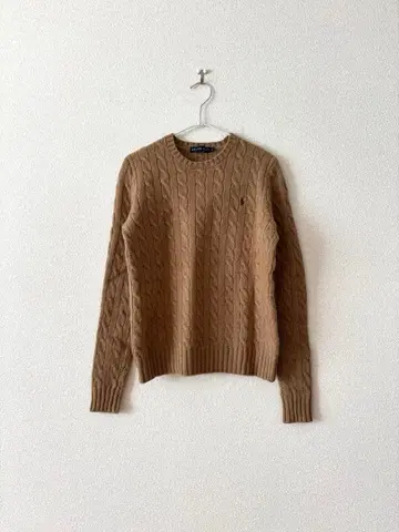 랄프 로렌 케이블 짜임 캐시미어 혼방 베이지 니트 M