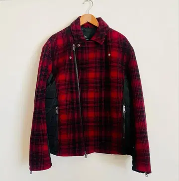 아르마니 익스체인지 체크 무늬 라이더 자켓 XL 사이즈