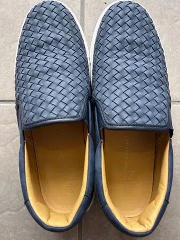 네이비 뜨개질 슬립온