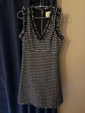 kate spade 하운드투스 체크 패턴 슬리브리스 원피스