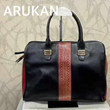 ARUKAN 가죽 핸드백 블랙/레드 레트로 레어 디자인 R