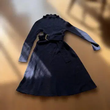네이비 긴팔 니트 원피스 F 사이즈 벨트 포함