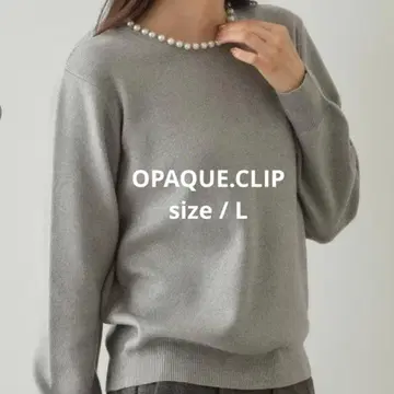 미인백화 게재 오파크 클립 니트 그레이 L 펄 장식 라메 니트