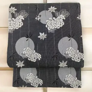 쿄후쿠로 오비 국화 단풍 도트 블랙 #1412