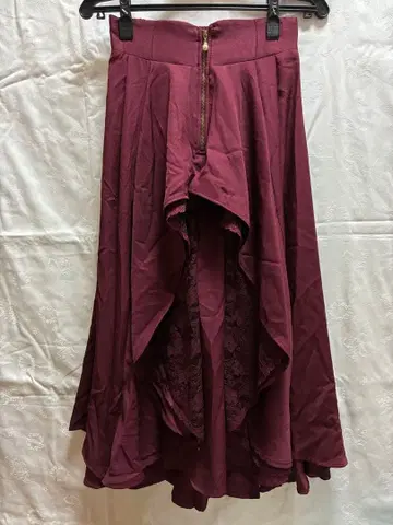 axes femme 지퍼 프릴 스커트 플레어 스커트 와인색 F 사이즈