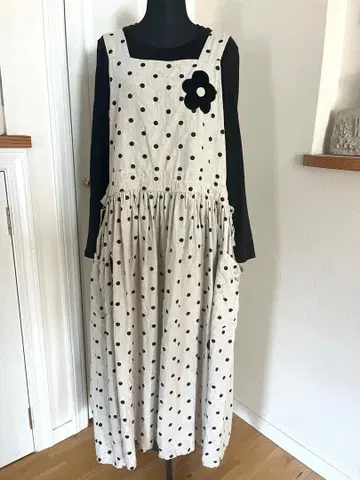 imakokoni 도트 원피스 플라워 점프 스커트