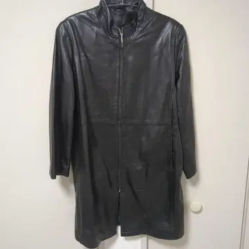빈티지 천연 가죽 블랙 레더 코트 블랙 고급