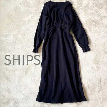 SHIPS 긴팔 속기모 코튼 원피스 블랙 M