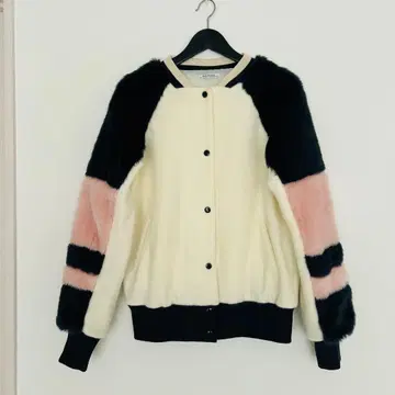 ZARA 퍼풍 자켓 S 사이즈 아이보리/블랙/핑크