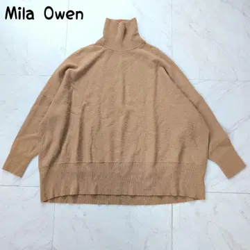 Mila Owen 터틀넥 니트 실크 혼방 울 와이드 풀오버