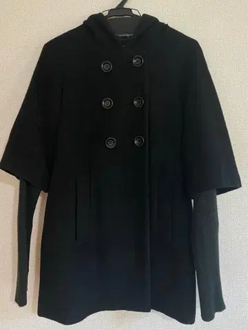 MOUSSY 후드 부착 울 코트 S M 블랙