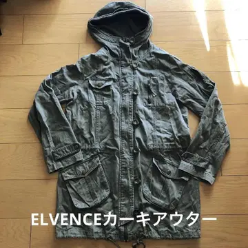 그레이 후드 부착 밀리터리 자켓 카키 아우터