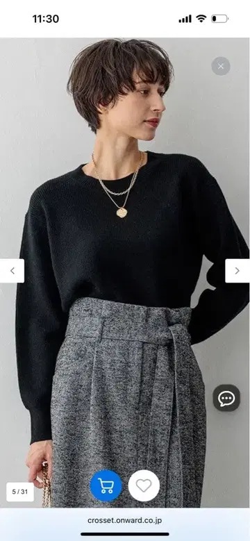 23구 워셔블 울 캐시미어 크루넥 니트 블랙/38