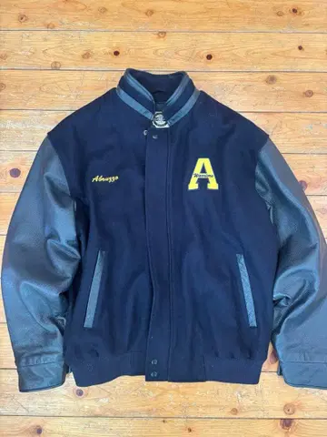 바시티 자켓 블랙 울