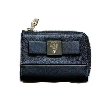 MARY QUANT 블랙 이단 접이식 지갑 마리크와 마리 리본