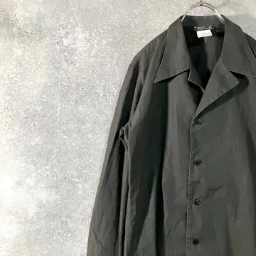 agnes b 캐주얼 셔츠 블랙 무지 레귤러 카라 코튼