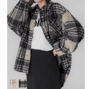 coca 체크 보아 자켓 L 사이즈