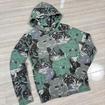 Hysteric Glamour 고양이 총 패턴 니트 후드티