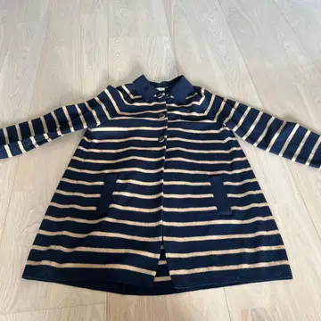 OE 스트라이프 긴팔 가디건 네이비 베이지