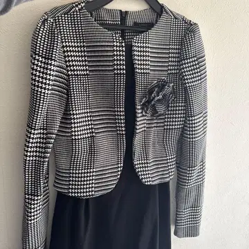 하운드투스 체크 패턴 자켓 드레스 세트 포멀 원피스