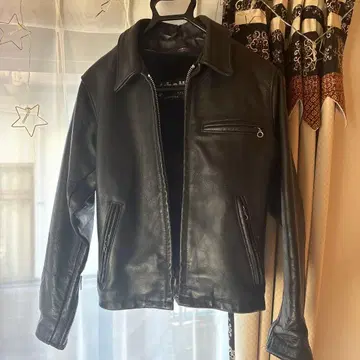 Schott 블랙 가죽 라이더 자켓 34