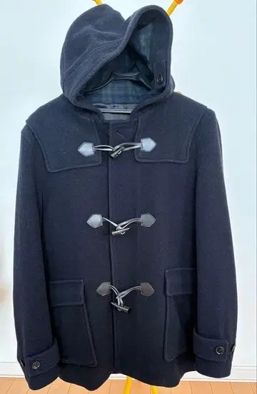 네이비 더플 코트 후드 부착