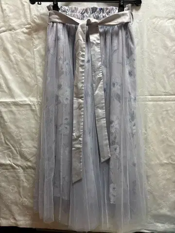 axes femme 플라워 프린트 플레어 롱 스커트 M 오간자