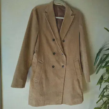 보이콧 코듀로이 더블 브레스트 체스터 코트 베이지