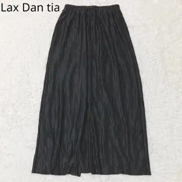 랙스단티어 플리츠 스커트 I라인 광택 캐주얼 블랙 L