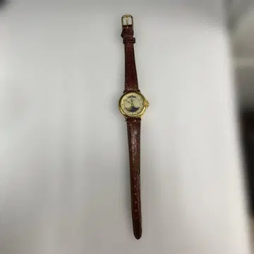 브라운 가죽 아날로그 손목시계