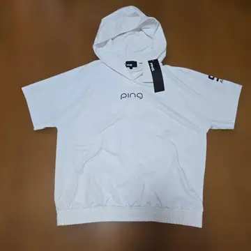 미사용 ping 핑 반팔 맨투맨 후드티 L 화이트 골프