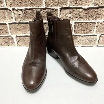 ing 천연 가죽 사이드 고어 숏부츠 24cm EE 발볼 넓은 브라운