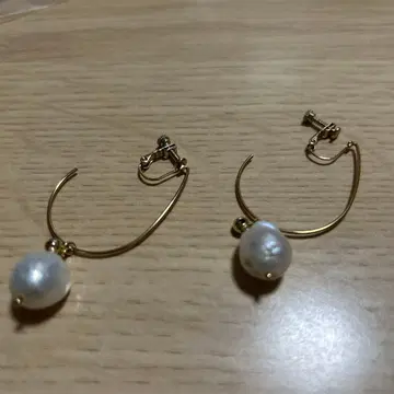 후프 귀찌 펄 장식 F