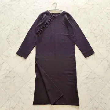 요건 레일 차이나 울 압축 롱 원피스