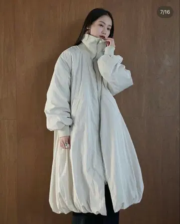 AIC. 리브 칼라 충전솜 롱 코트