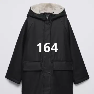 아우터 러버 ZARA 164 여성용 후드 부착 모즈 코트 발수