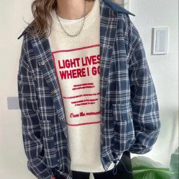 시마무라 NON 코듀로이 절개 체크 블루종 LL 중청