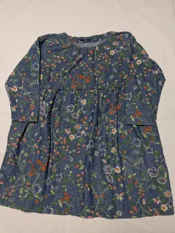 45R 포티 파이브 알 꽃무늬 데님 튜닉