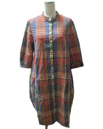 TABASA 타바사 마드라스풍 체크 원피스 벌룬 실루엣