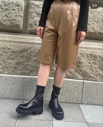 치히앙 통굽 블랙 스트레치 숏부츠