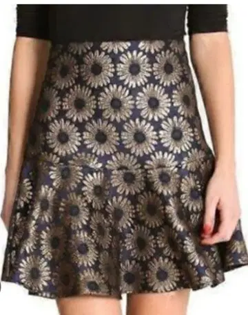 Desigual 플레어 스커트 네이비 골드