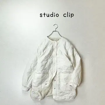 studio clip 퍼 안감 노카라 퀼팅 자켓
