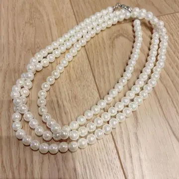 새상품급 화이트 펄 목걸이 약 120cm 2연으로도 가능