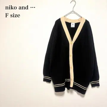 니코앤드 배색 라인 가디건 F 겉옷 루즈핏 블랙 베이지