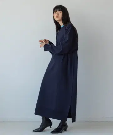 yuw 바이 컬러 니트 원피스