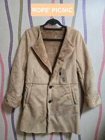 [ ROPE' PICNIC 로페피크닉 ] 페이크 무스탕 노카라 코트