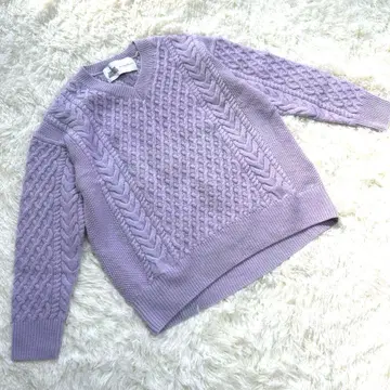 그린 라벨 릴랙싱 해밀턴 V넥 케이블 짜임 스웨터 라벤더