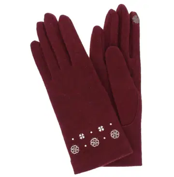 새상품 LAURA ASHLEY 장갑 스마트폰 대응 M 버건디 택 포함